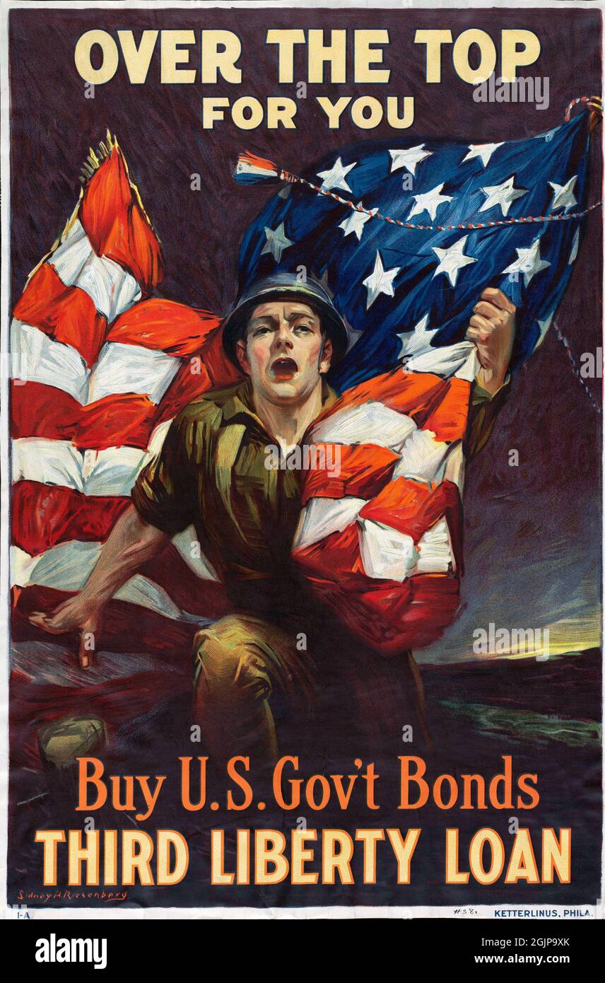 'Over the Top for you. Buy U.S Government Bonds. Third Liberty Loan' WWI poster, c. 1918 Stock Photo