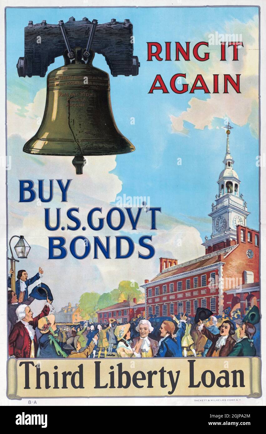 'Ring it Again. Buy U.S Government Bonds. Third Liberty Loan' WWI poster, c. 1918 Stock Photo