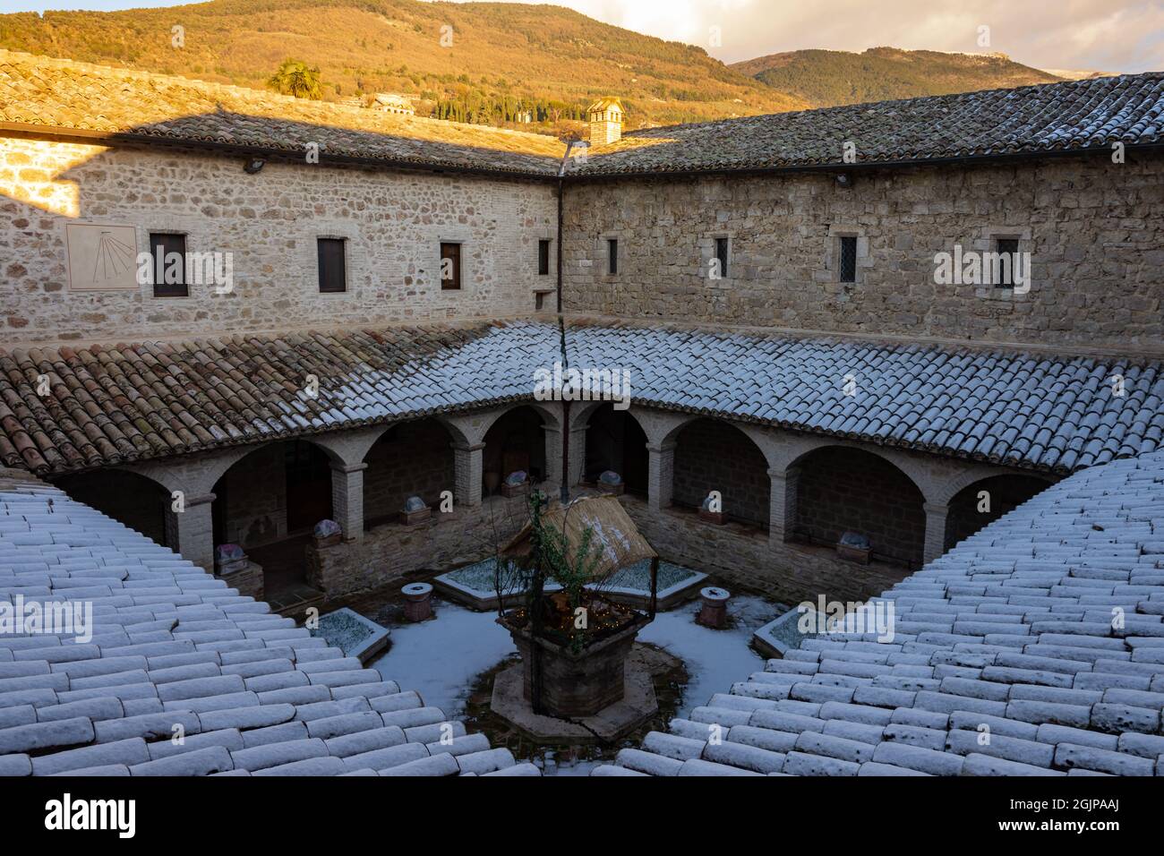 Assisi, church of San Damiano. The Church of San Damiano, is the place where St. Clare died and where St. Francis found the conversion. Stock Photo