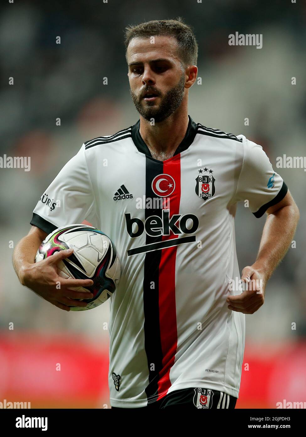 Istanbul, Turkey. 14th Jan, 2022. ISTANBUL, TURKEY - JANUARY 14: Miralem  Pjanic of Besiktas JK controls the ball during the Turkish Super Lig match  between Besiktas and Gaziantep FK at Vodafone Park