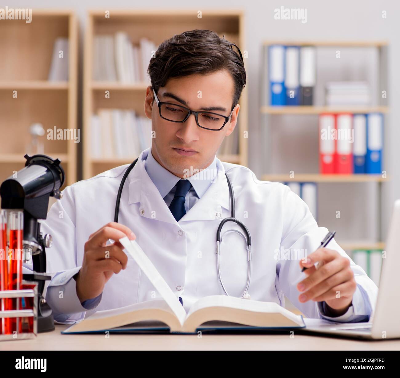 The young doctor studying medical education Stock Photo - Alamy