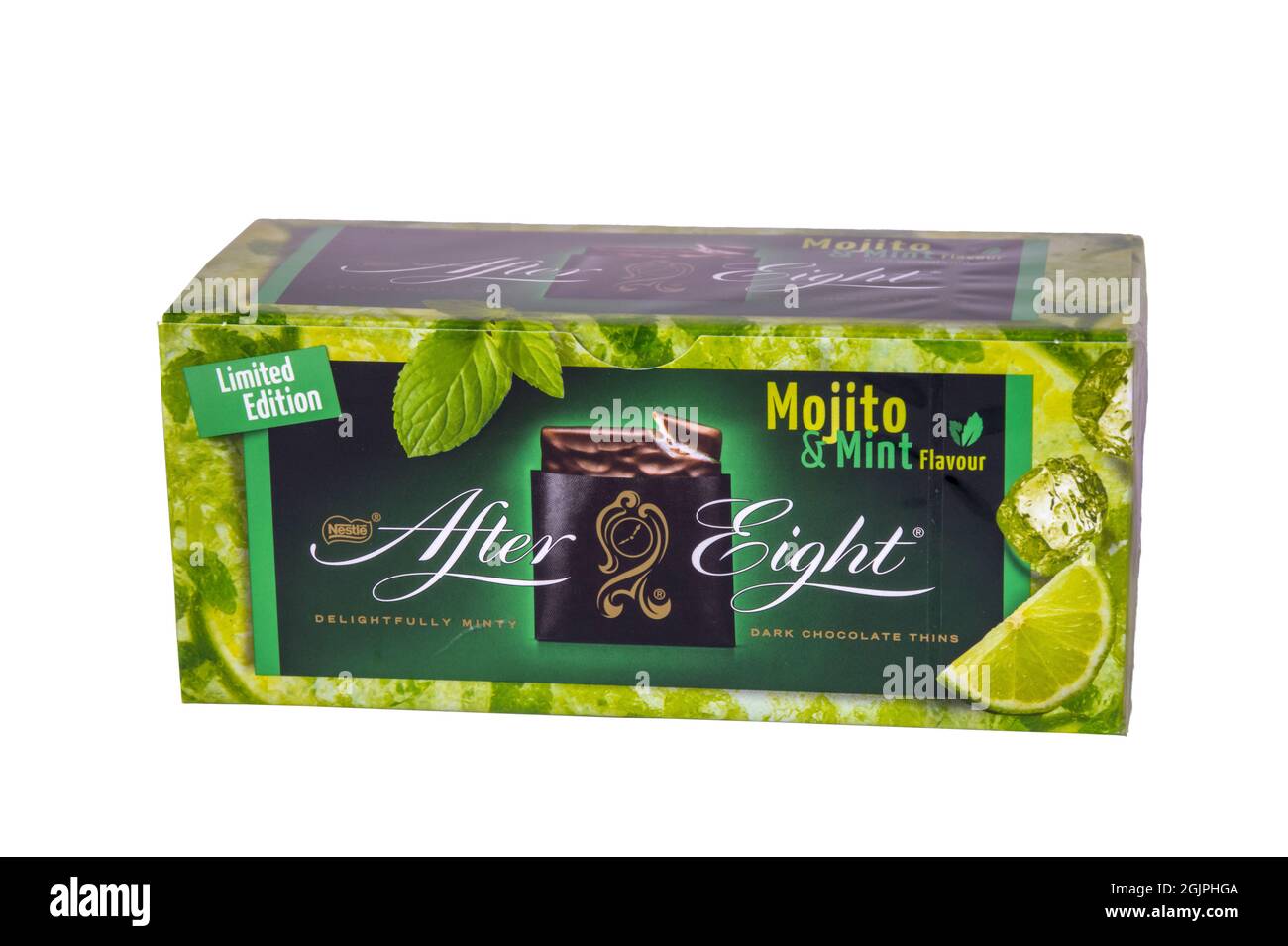 A box of limited edition Mojito & Mint flavour After Eight mints. Stock Photo