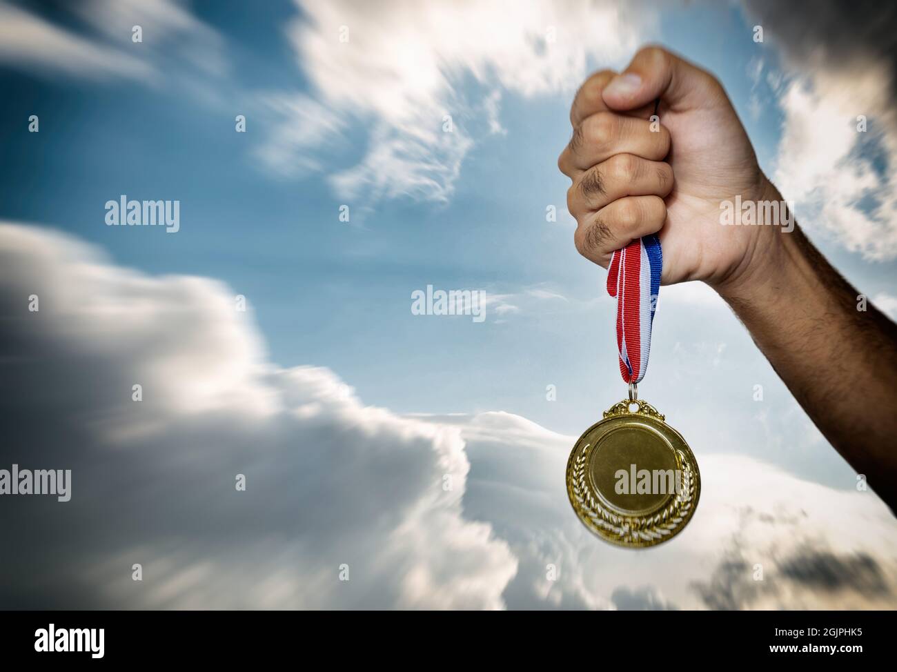 Golden Medal - First Place Sport Champion Stock Photo, Picture and