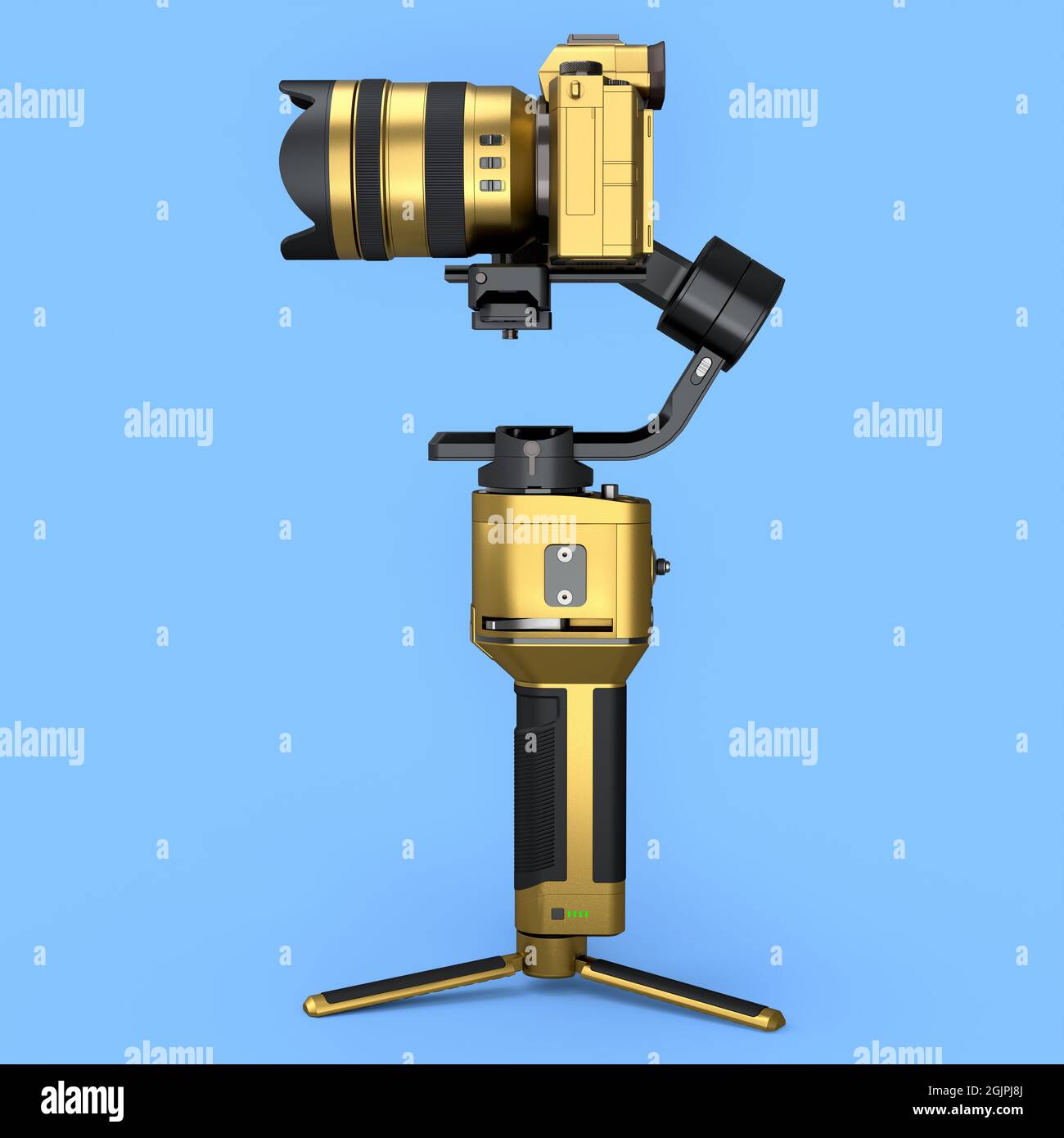 3axis gimbal stabilization system with gold nonexistent mirrorless