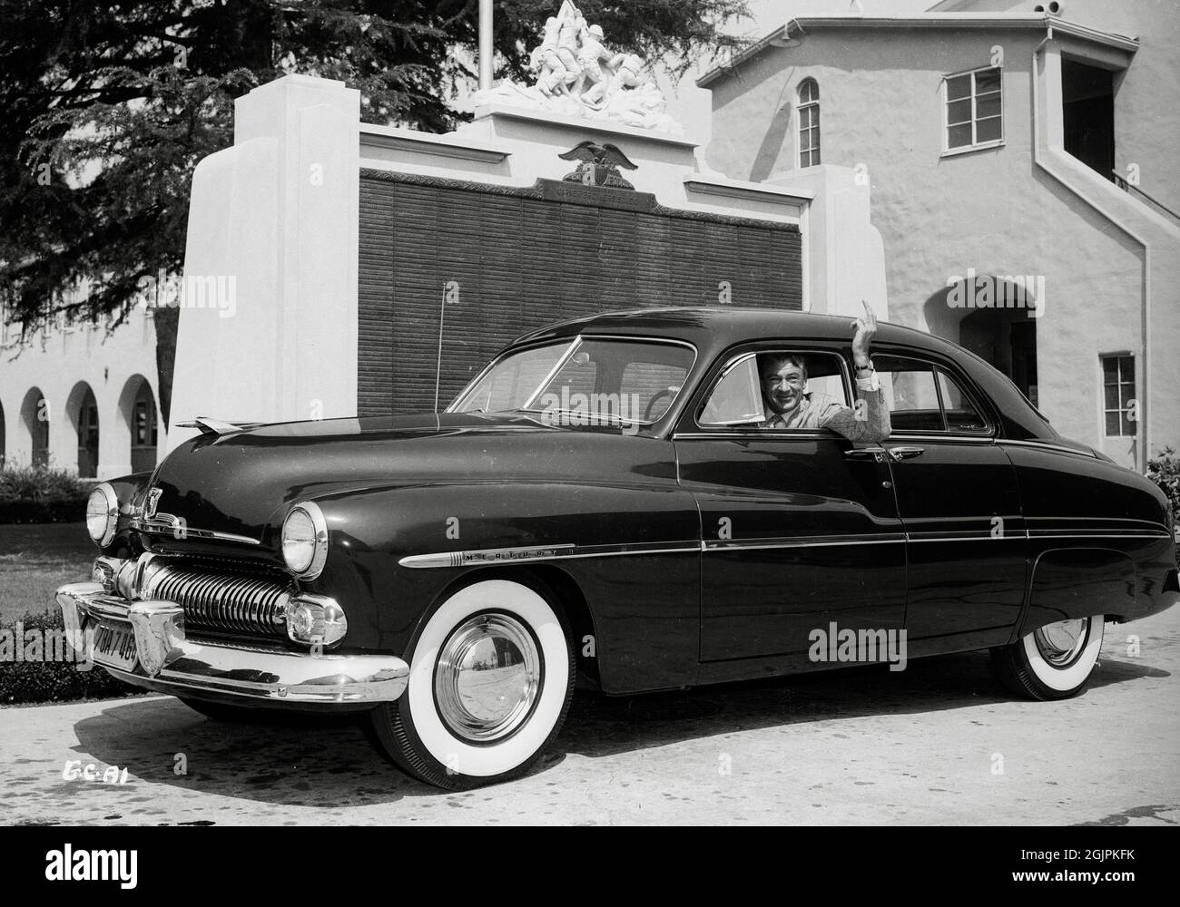 Gary Cooper, in his 1949 Mercury Sedan, circa 1949/ File Reference # 34145-468THA Stock Photo