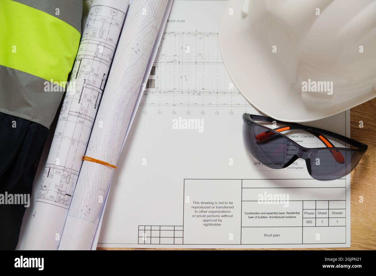 Workplace of construction engineer Stock Photo