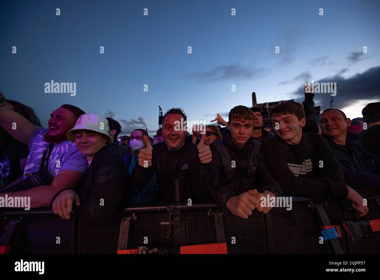 Glasgow, UK. 11th Sep, 2021. PICTURED: Crowd rocking out to Primal Scream. Band, Primal Scream play the main stage the main stage playing TRNSMT 2021. Credit: Colin Fisher/Alamy Live News Stock Photo