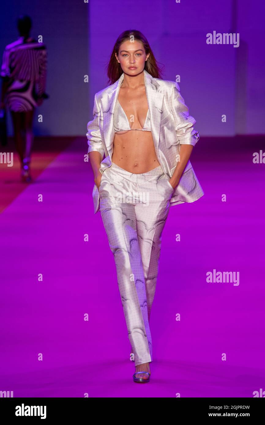 Model Gigi Hadid walks the runway at the Brandon Maxwell fashion