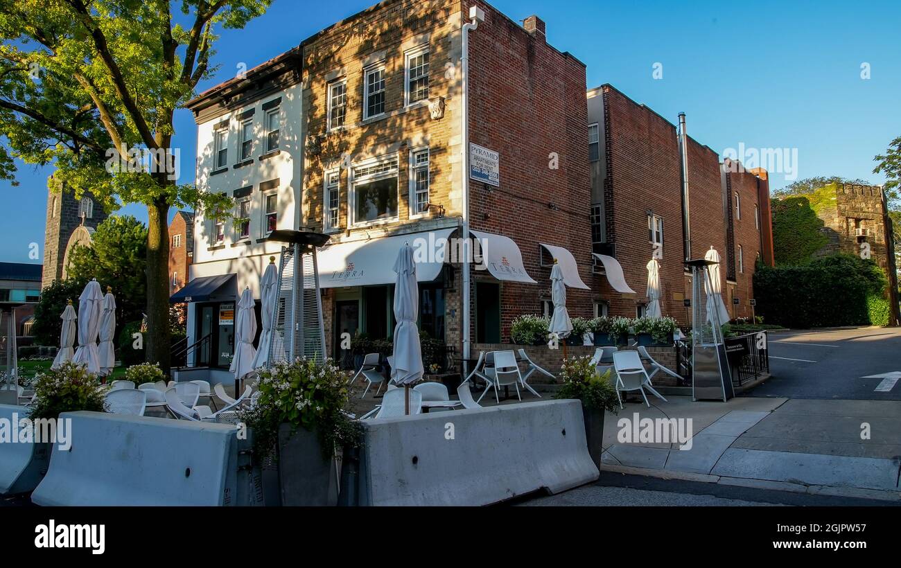 GREENWICH, CT, USA SEPTEMBER 11, 2021 Terra italian restaurant entrance and store sign on