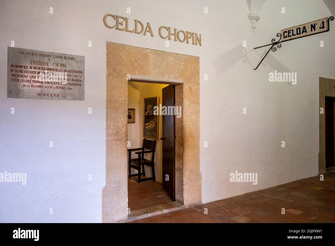 Museum in the cell where Frederic Chopin spent the winter of 1838, Valldemossa, Mallorca, Spain Stock Photo