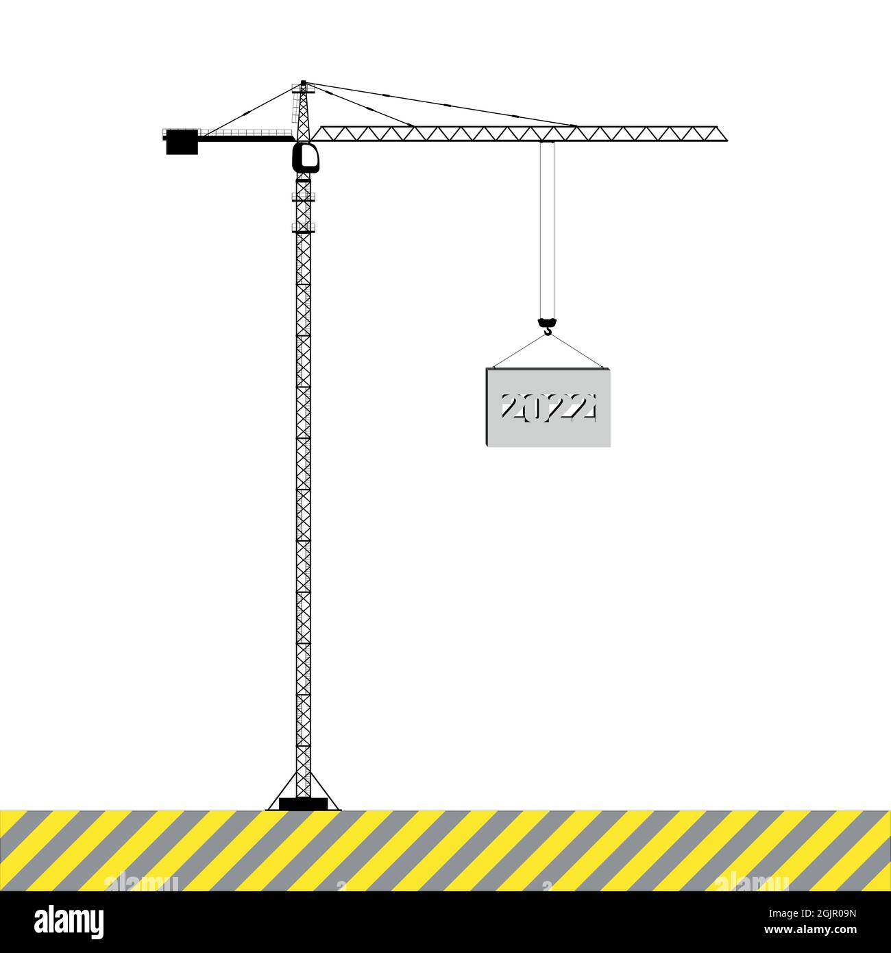 Crane 2022 Christmas Concert Happy New Year And Merry Christmas Concept. Tower Crane Lifts A Block  Labeled 2022. Flat Vector Illustration Stock Vector Image & Art - Alamy