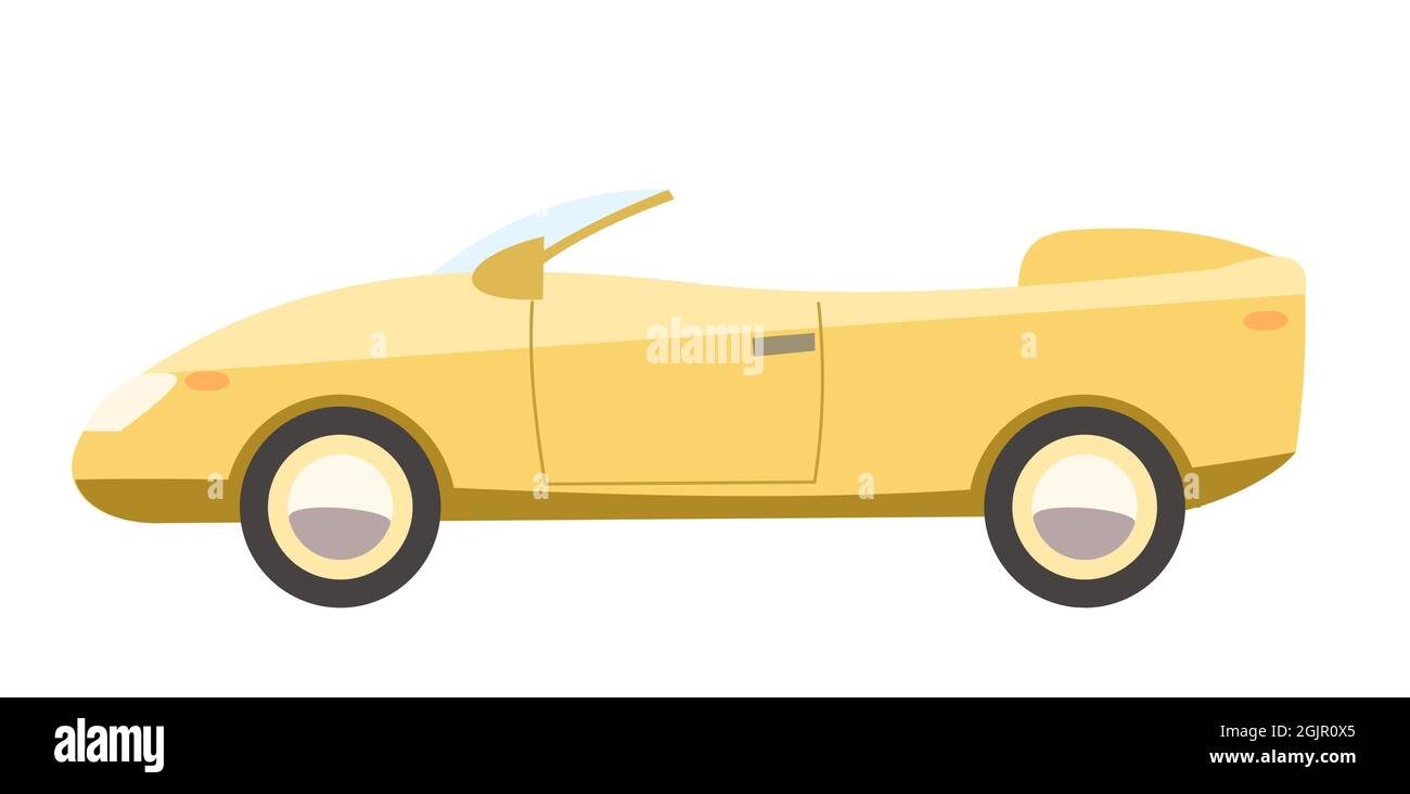 Car. Cartoon comic funny style. Side view. Beautiful cabriolet Automobile.  Auto in flat design. Childrens illustration. Object is isolated on white  Stock Vector Image & Art - Alamy