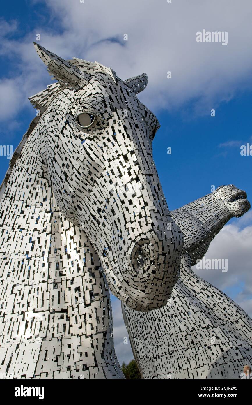 The Kelpies are 30metrehigh horsehead sculptures depicting kelpies
