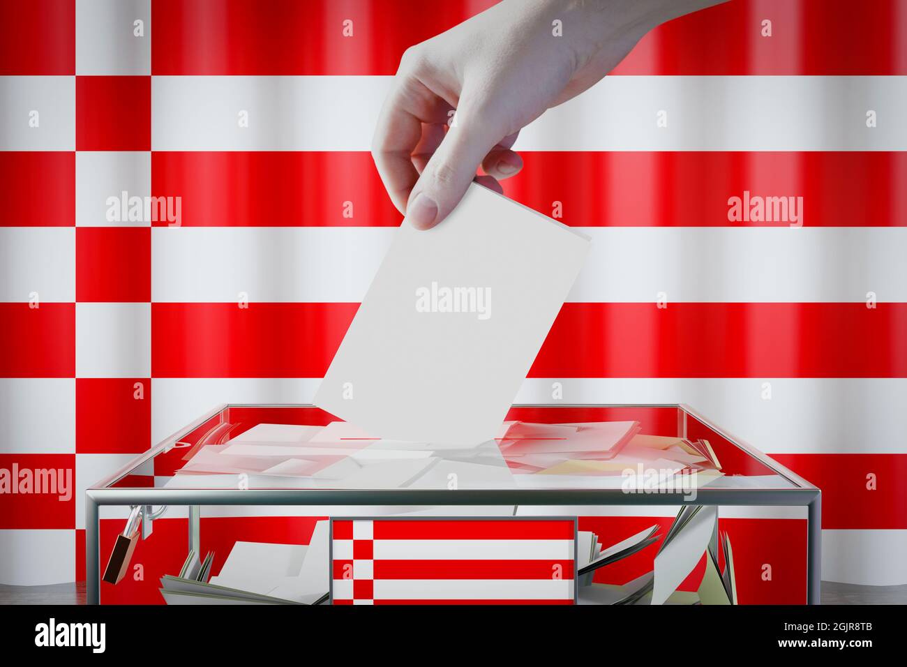 Bremen Flag, Hand Dropping Ballot Card Into A Box - Voting/ Election In ...