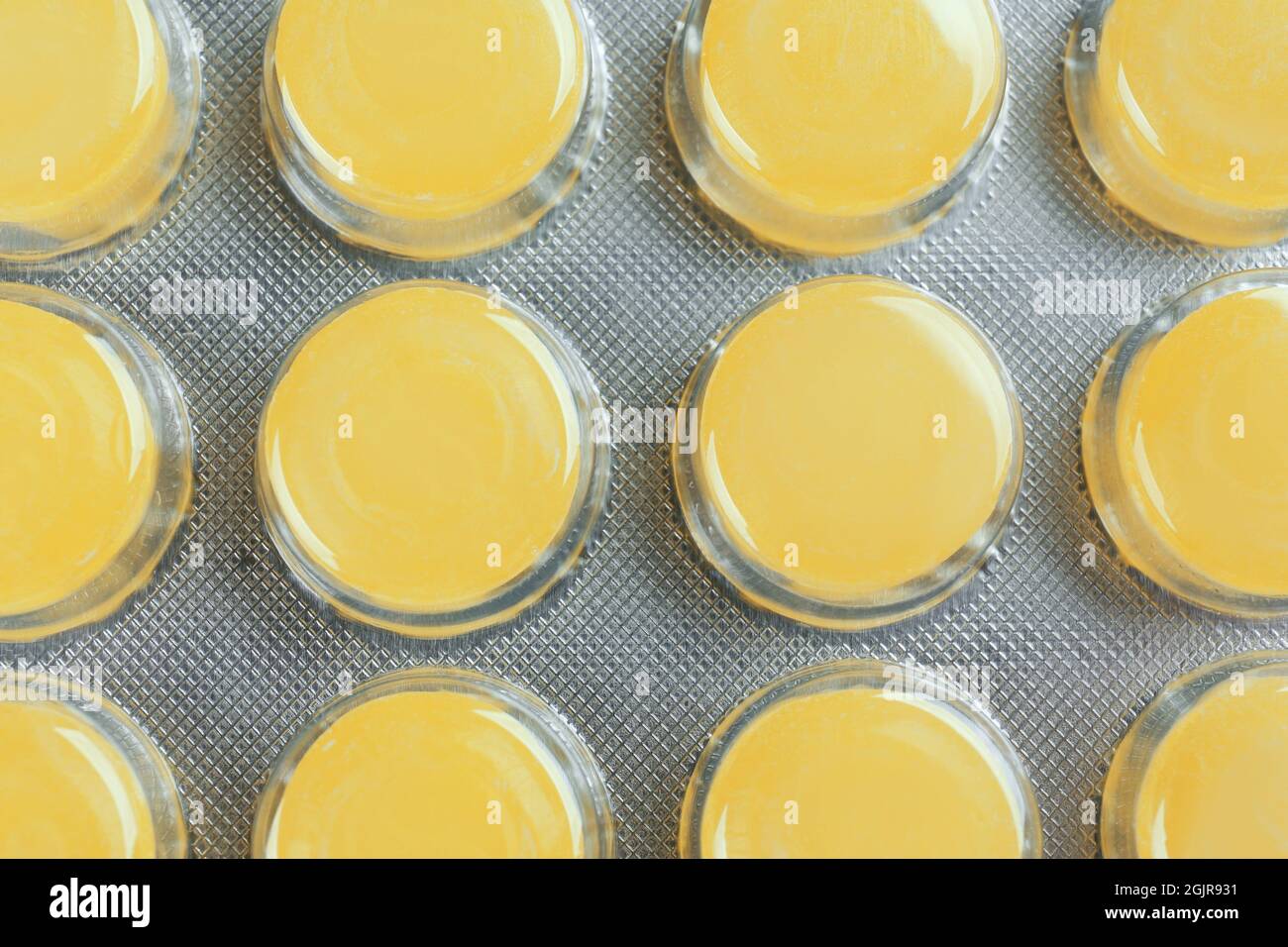 Cough drops in blister pack, closeup Stock Photo Alamy