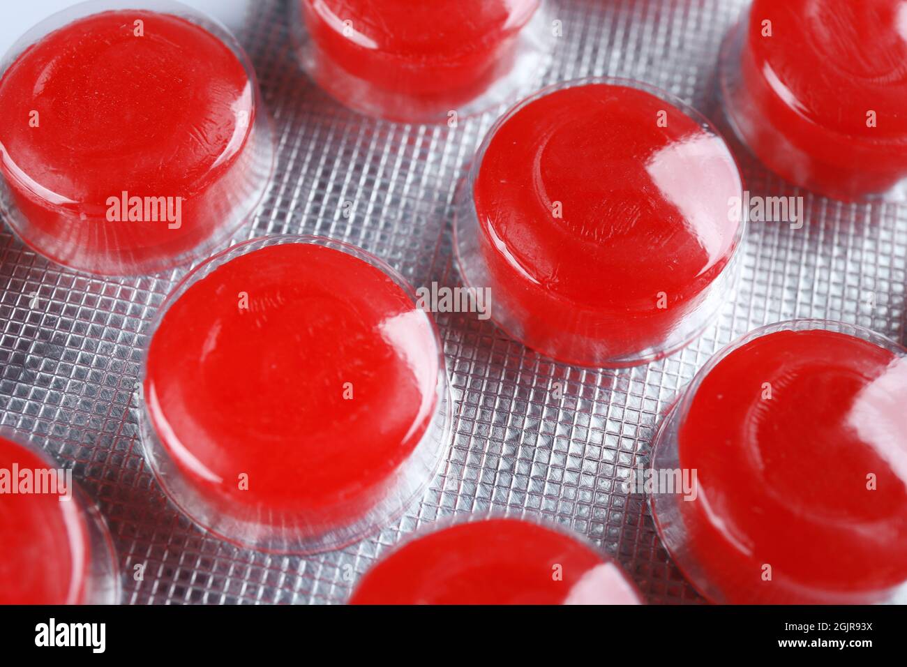 Cough drops in blister pack, closeup Stock Photo Alamy