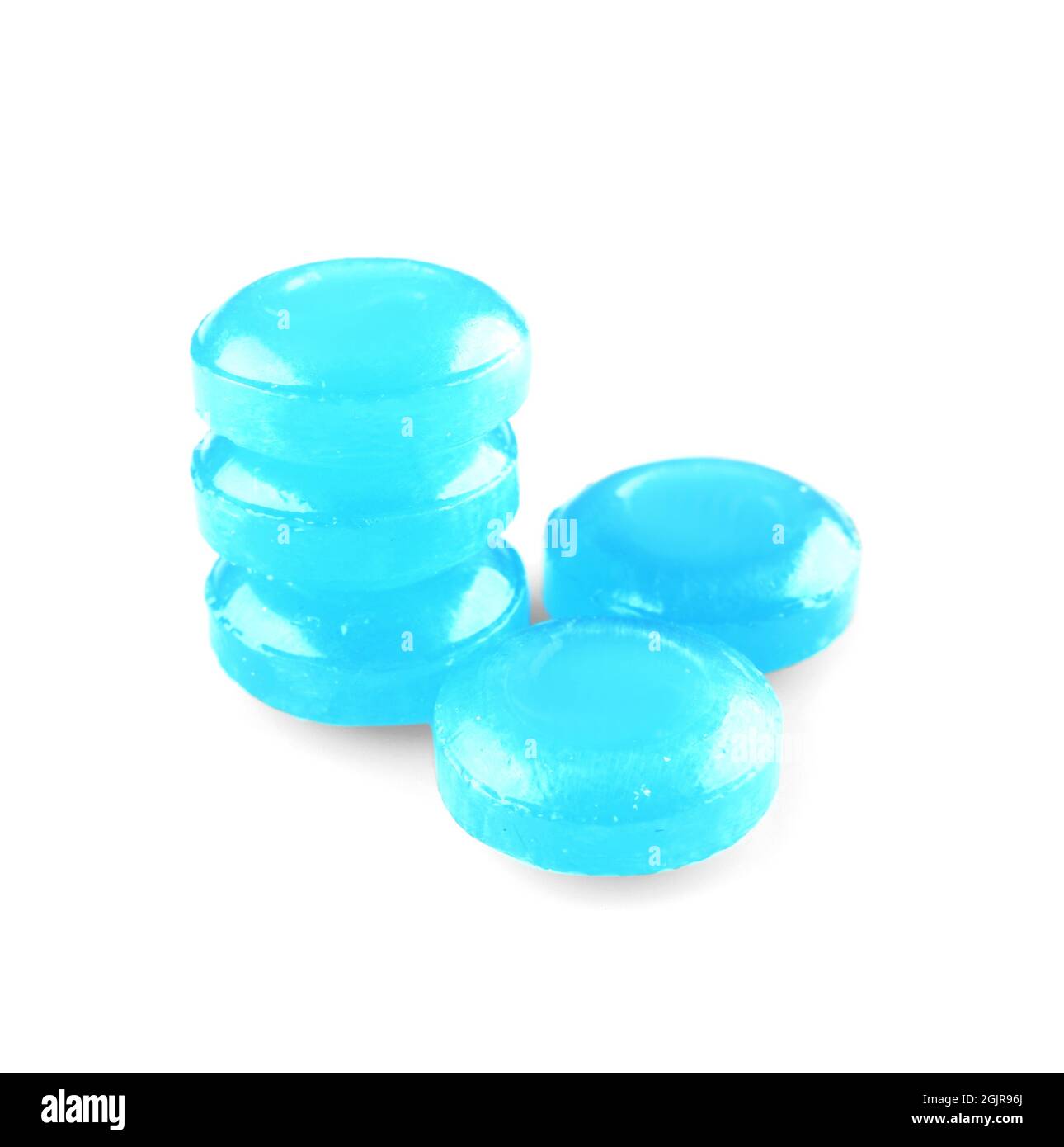 Cough drops on white background Stock Photo - Alamy