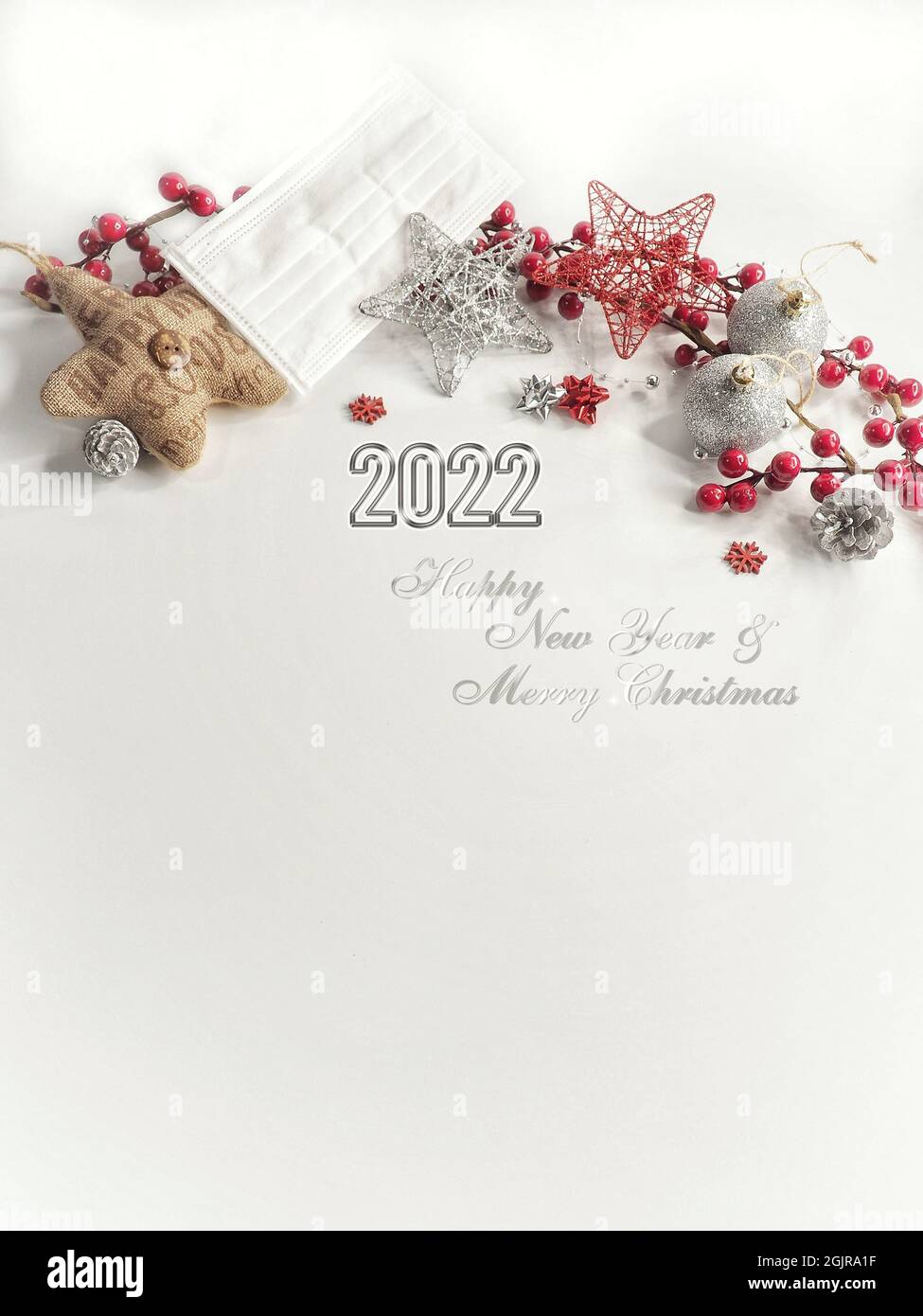 Merry Christmas and happy new year 2022 greeting card Stock Photo