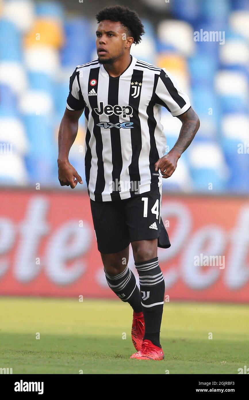 Juventus s USA midfielder Weston McKennie looks during the Serie A