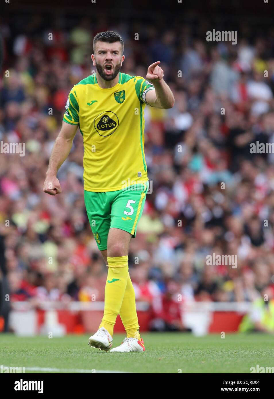 London, UK. 11th Sep, 2021. Grant Hanley (NC) at the EPL match Arsenal v Norwich City, at the Emirates Stadium, London, UK on 11th September, 2021. Credit: Paul Marriott/Alamy Live News Stock Photo
