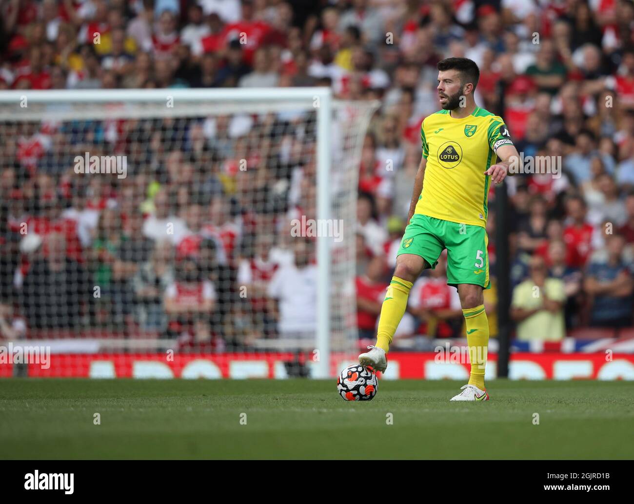 London, UK. 11th Sep, 2021. Grant Hanley (NC) at the EPL match Arsenal v Norwich City, at the Emirates Stadium, London, UK on 11th September, 2021. Credit: Paul Marriott/Alamy Live News Stock Photo