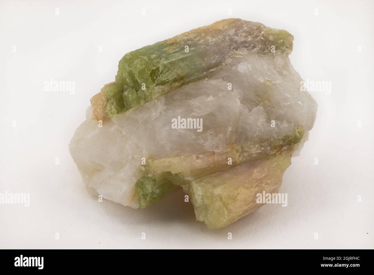 tourmaline mineral on clear matrix Stock Photo