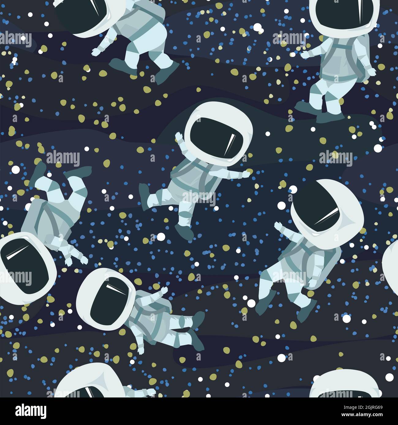 Astronauts in spacesuits. Cosmos background. Seamless pattern. Childrens  illustration. Starry sky landscape. Flat style. Cartoon design. Vector  Stock Vector Image & Art - Alamy