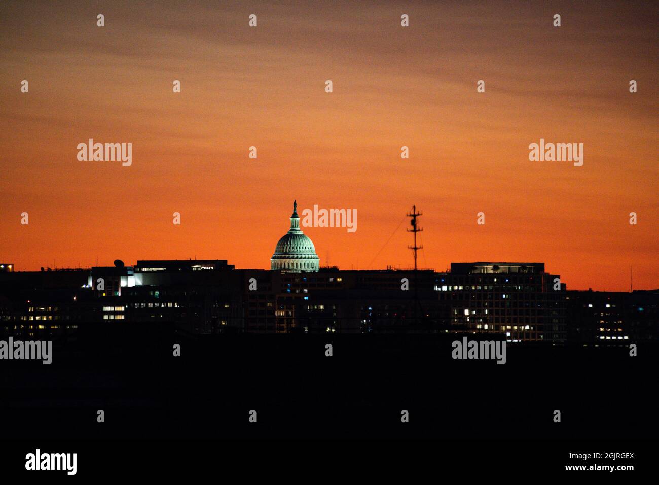 The United States Capitol Building as seen from the Pentagon in Arlington, Va., on Sept. 11th, 2021.  (U.S. Army photo by Cpl. Zachery Perkins) Stock Photo