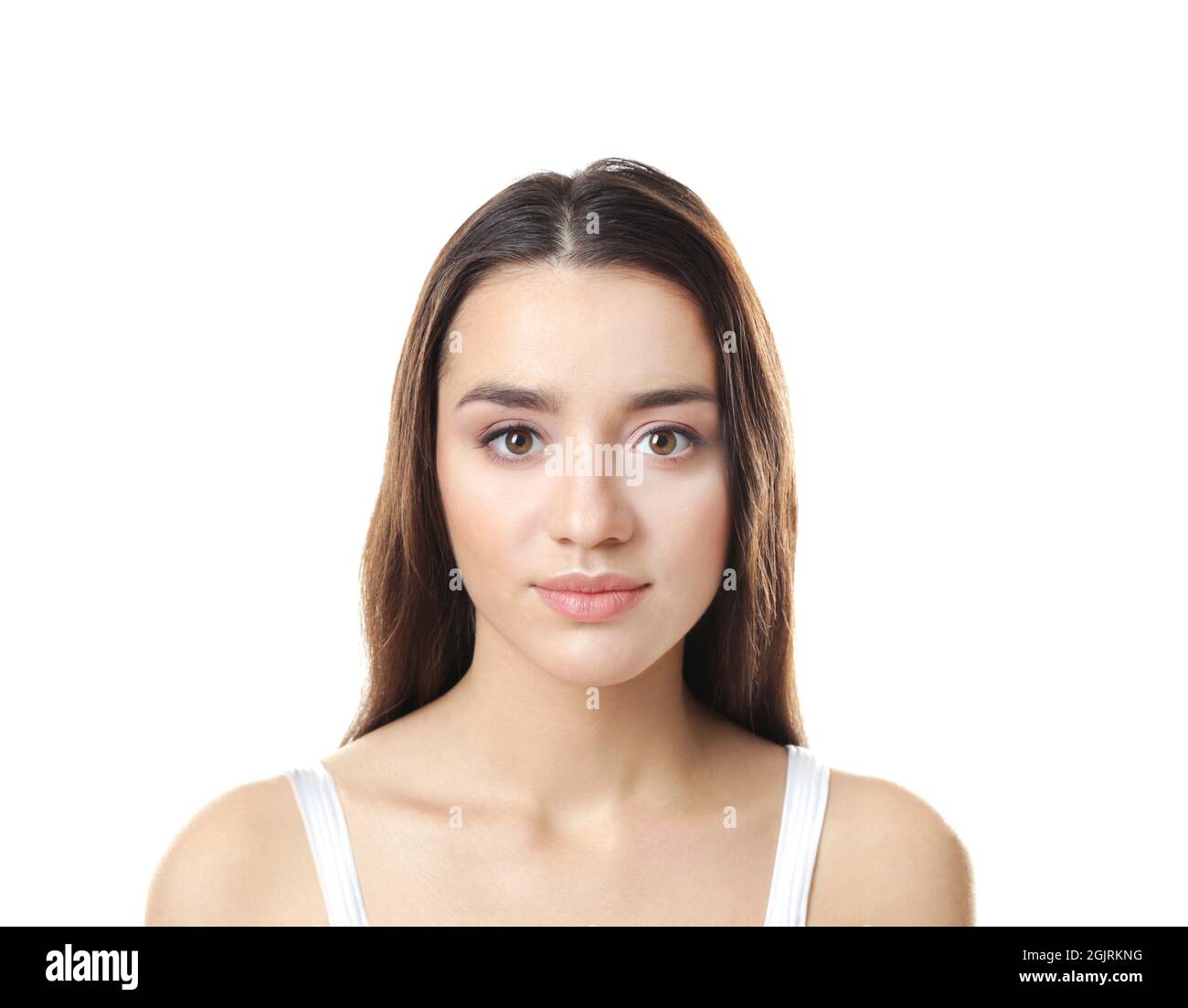 Beautiful Young Woman On White Background Stock Photo Alamy