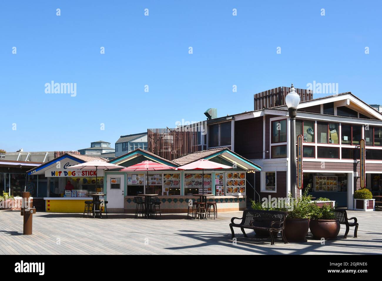 REDONDO BEACH, CALIFORNIA - 10 SEP 2021: Redondo Landing, at the pier features shops and dining. Stock Photo