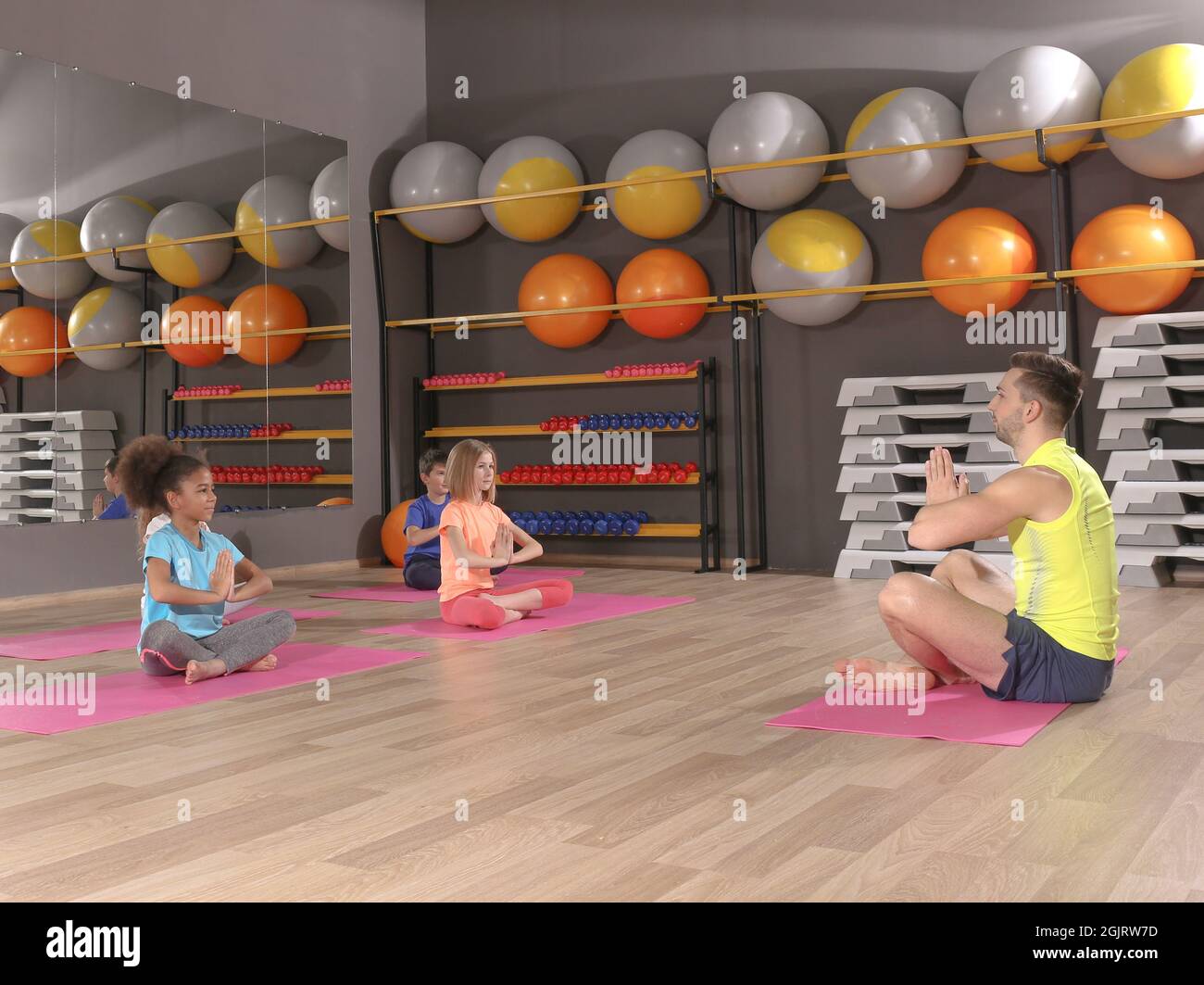 Children at physical education lesson in school gym Stock Photo - Alamy