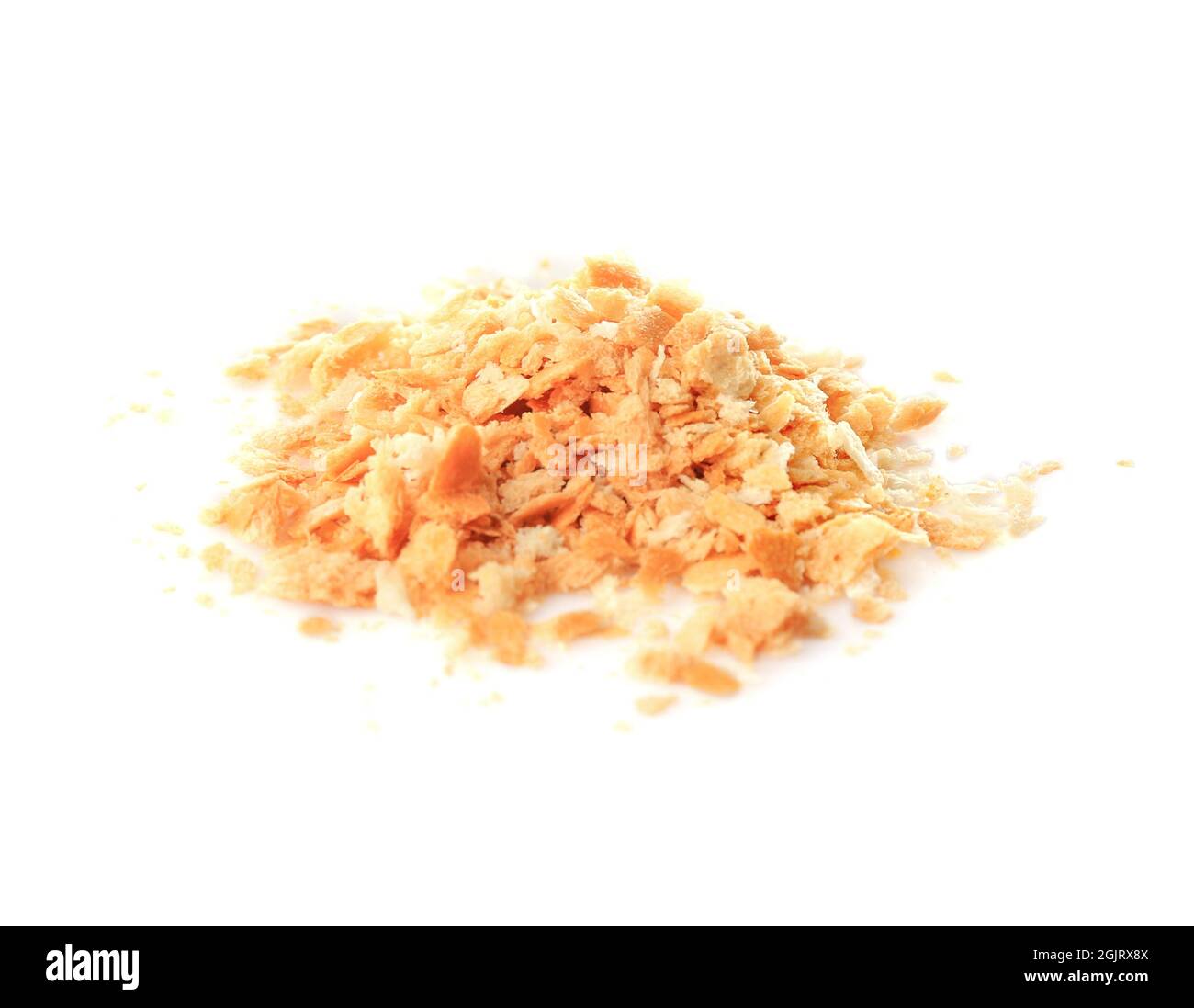 Pile of bread crumbs isolated on white Stock Photo Alamy