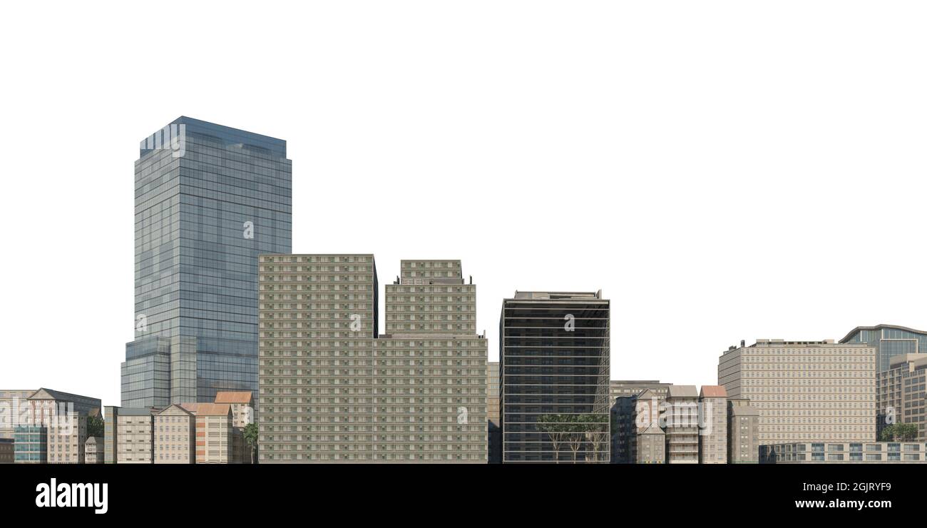 3D illustration cityscape isolated on white background Stock Photo - Alamy