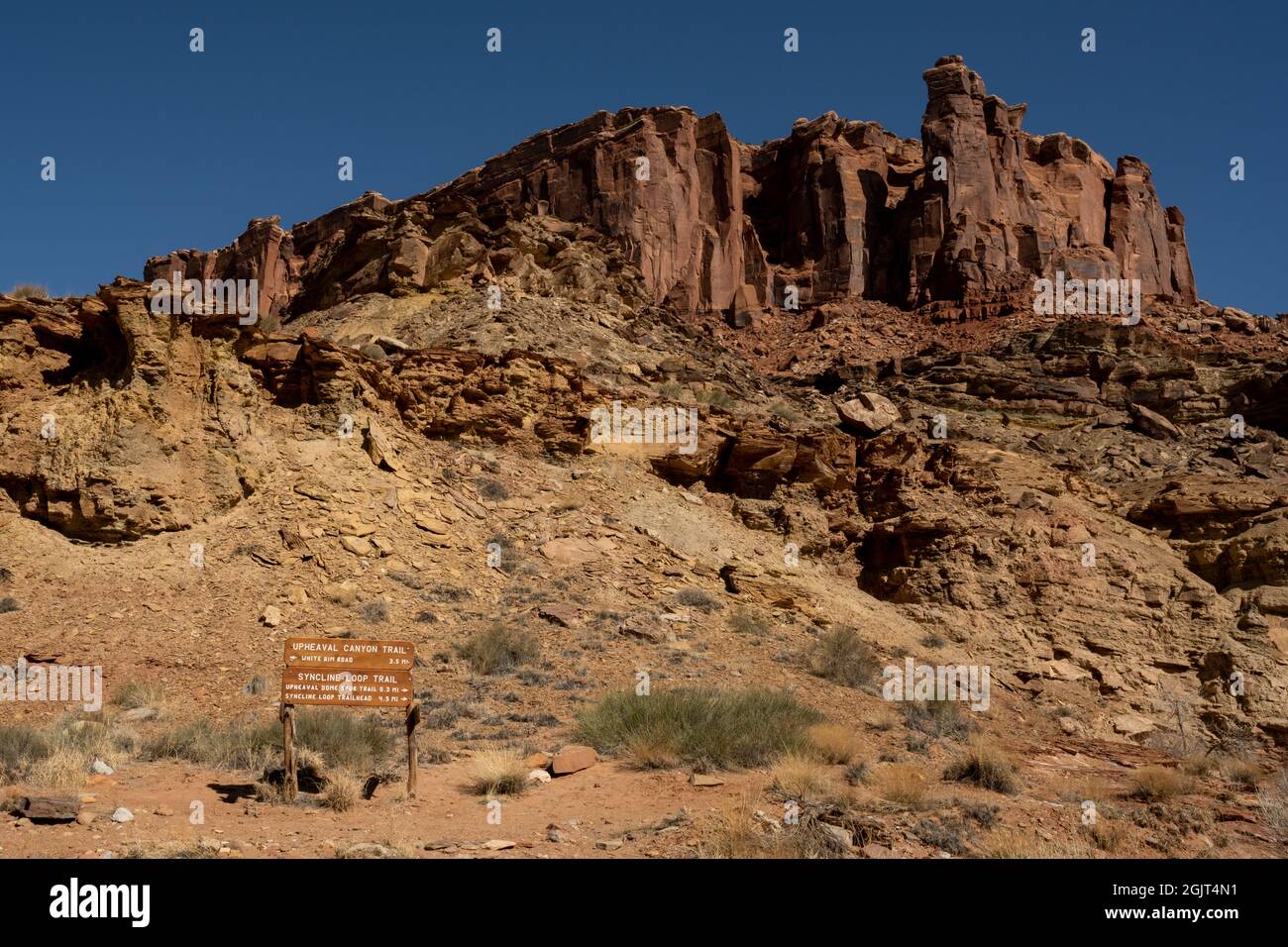Rock Formation Above The Junction of Upheaval Canyon and Syncline Loop Trails Stock Photo
