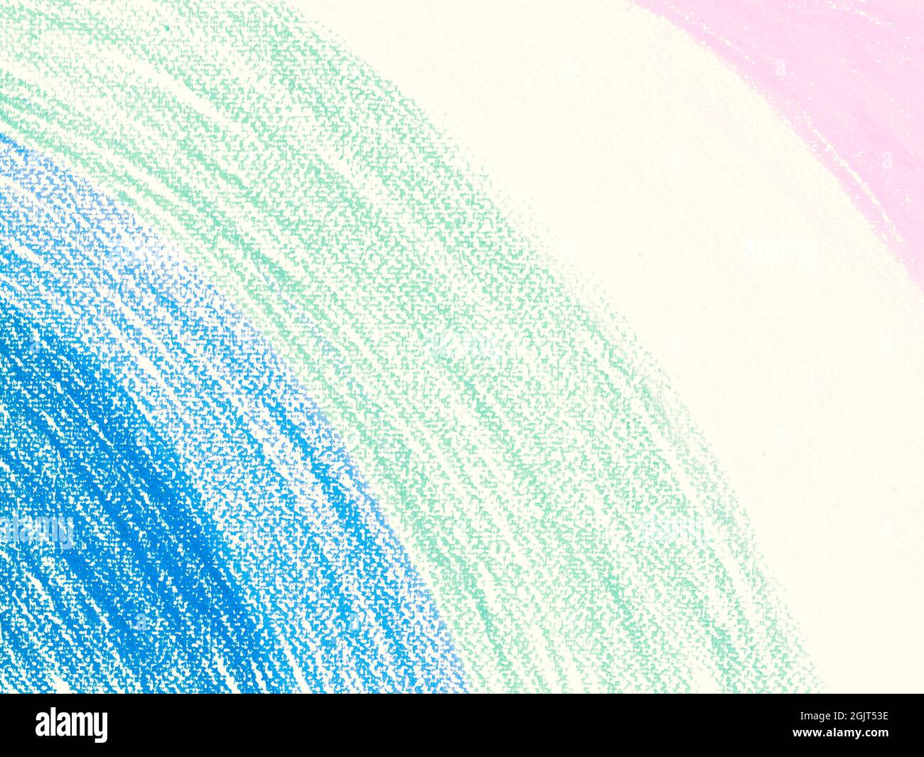 Pastels, crayons colored, blue, light green, pink minimal drawing on