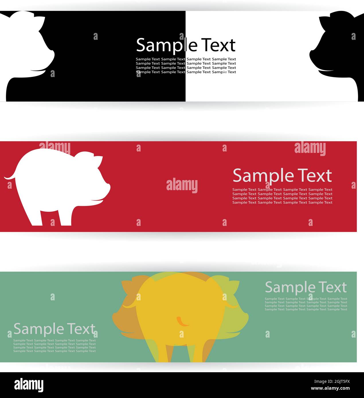 Vector image of pig banners. Easy editable layered vector illustration. Farm Animal. Stock Vector
