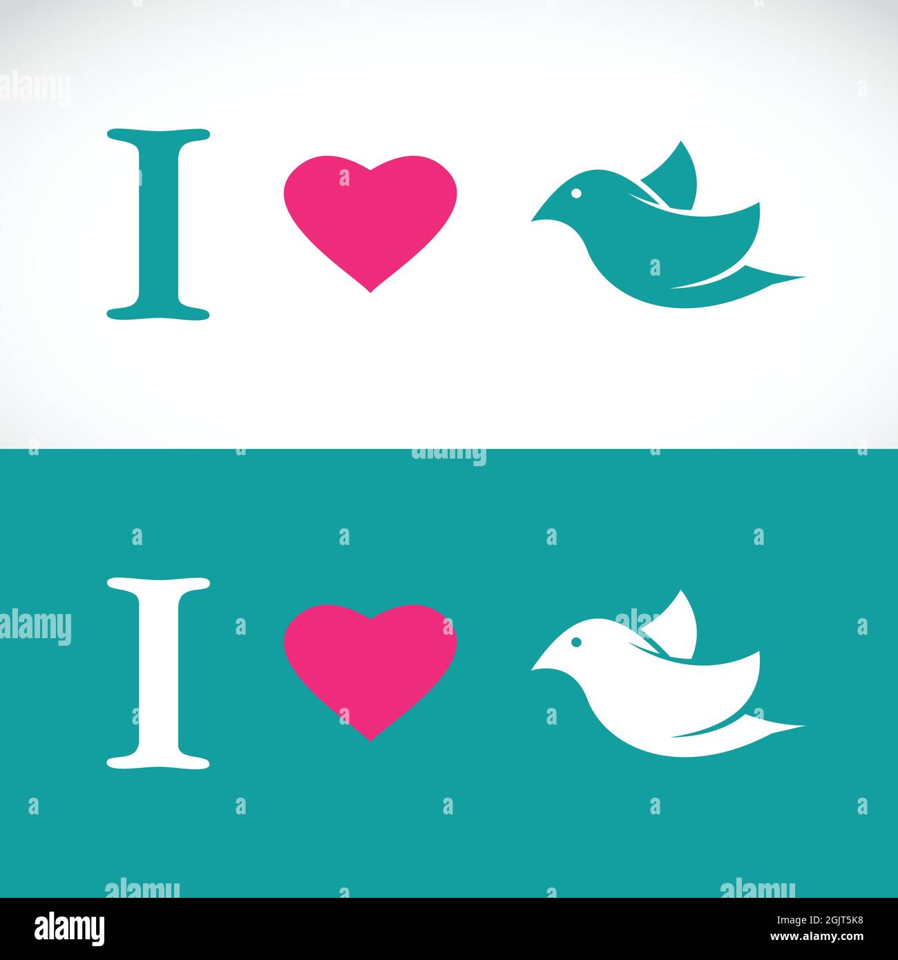 I love bird symbolic message on white background and blue background