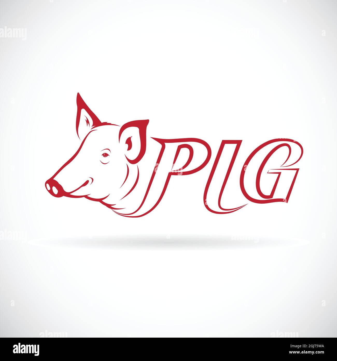 Vector design a pig head is text on a white background. Easy editable layered vector illustration. Farm Animal. Stock Vector