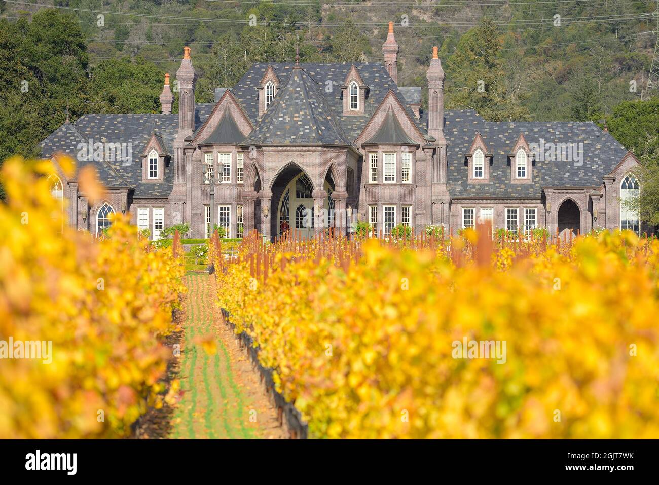 The Ledson Winery during a beautiful fall at the northern Sonoma Valley AVA, Kenwood CA Stock