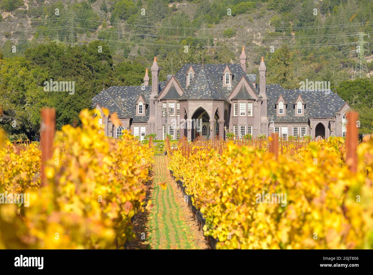 The Ledson Winery during a beautiful fall at the northern Sonoma Valley AVA, Kenwood CA Stock