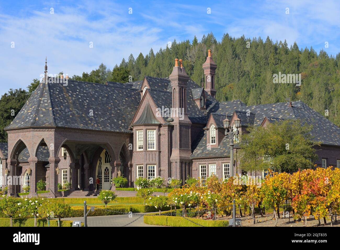 The Ledson Winery during a beautiful fall at the northern Sonoma Valley AVA, Kenwood CA Stock