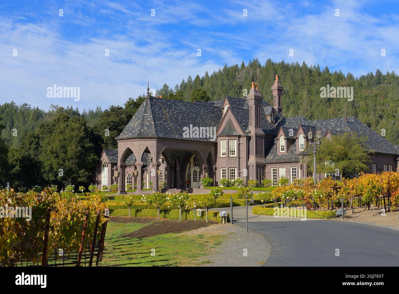 The Ledson Winery during a beautiful fall at the northern Sonoma Valley AVA, Kenwood CA Stock