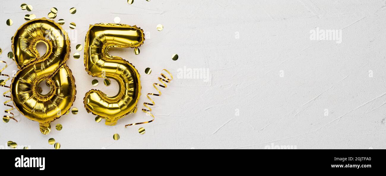 golden foil balloon number eighty five. Birthday or anniversary card ...