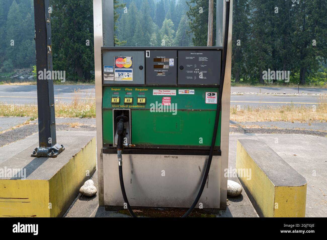 A retired gas pump at an abandoned gas station in Idaho, USA Stock Photo Alamy