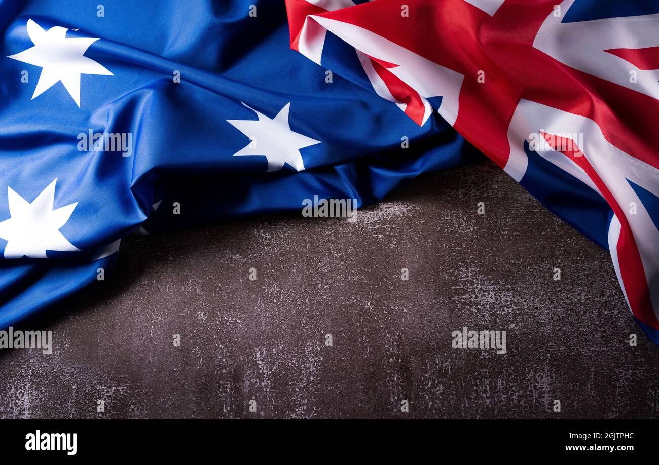 Fighter kredit Allergisk Happy Australia day concept. Australian flag against old stone background.  26 January Stock Photo - Alamy