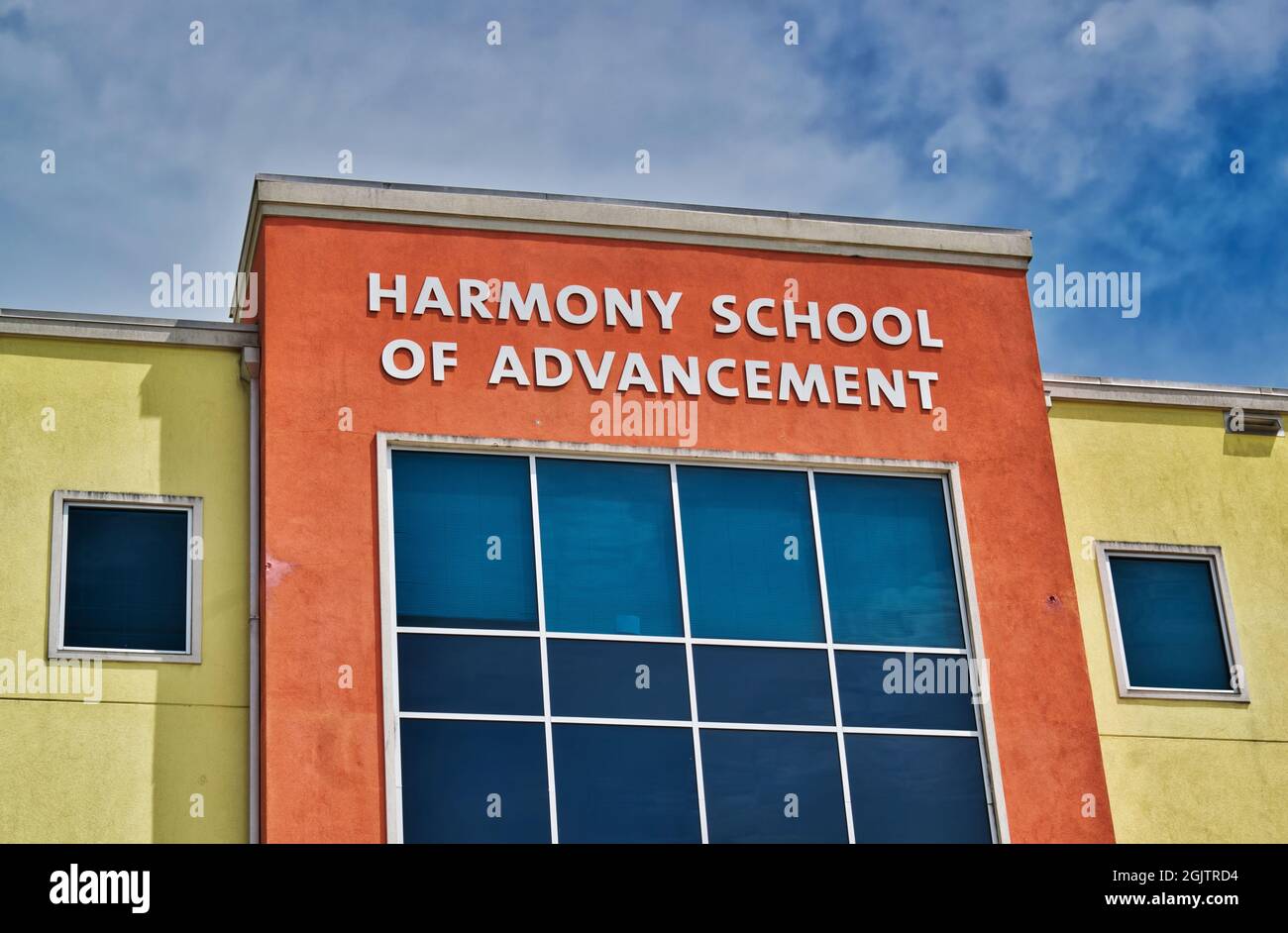 Houston, Texas USA 03-29-2020: Harmony School of Advancement exterior in Houston, TX. Stock Photo