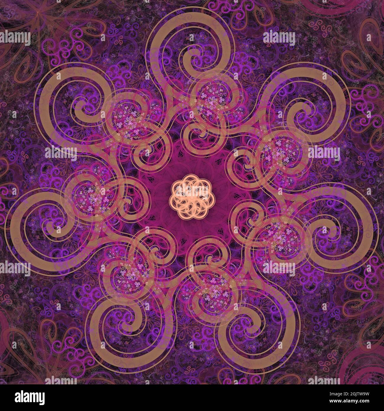 Colourful swirly design based on the triskeles or triskelion motif Stock Photo
