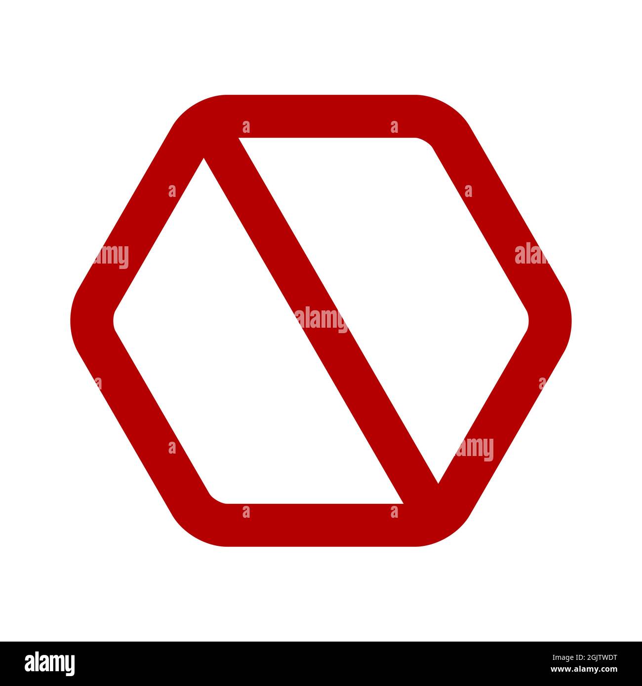 Hexagonal prohibition sign. No symbol, do not sign, backslash symbol, nay, interdictory prohibited symbol, dont do it symbol isolated on white. illust Stock Photo