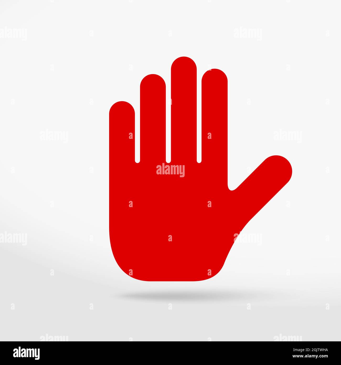 Red prohibition sign. Stop hand icon. No symbol, halt gesture, do not sign, nay, prohibited symbol, dont do it symbol isolated on white. illustration. Stock Photo