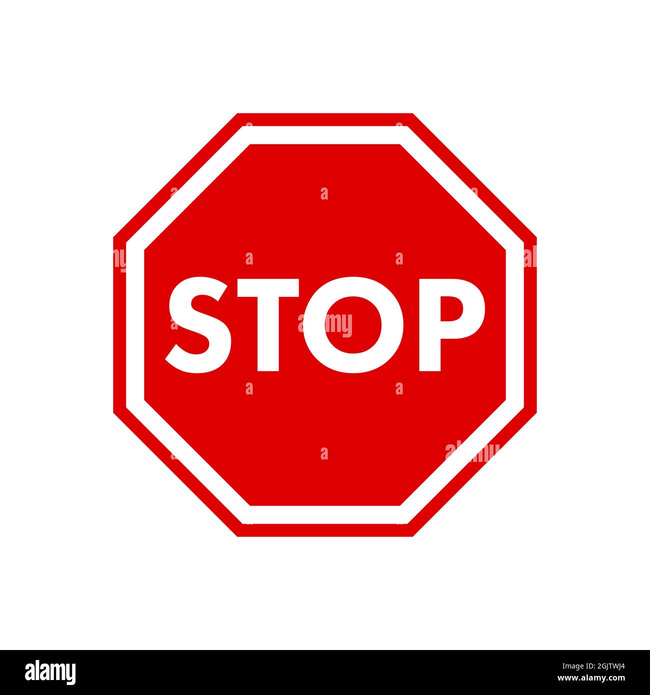 Red stop sign isolated on white background. Traffic warning stop symbol. illustration. Stock Photo